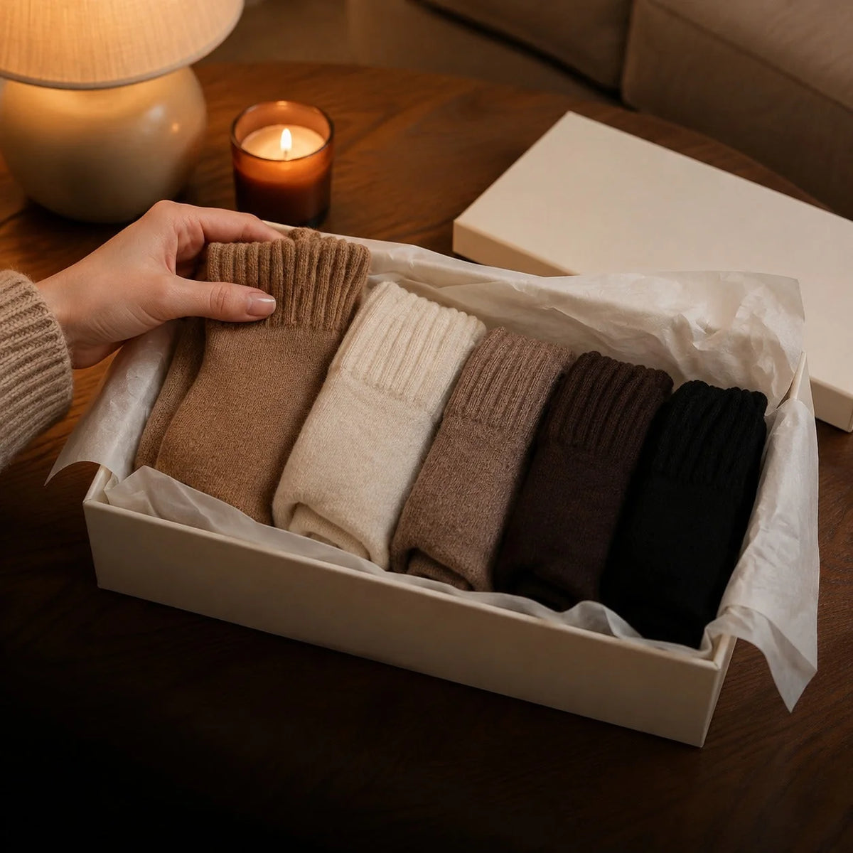 Boîte cadeau contenant cinq paires de chaussettes Sweater